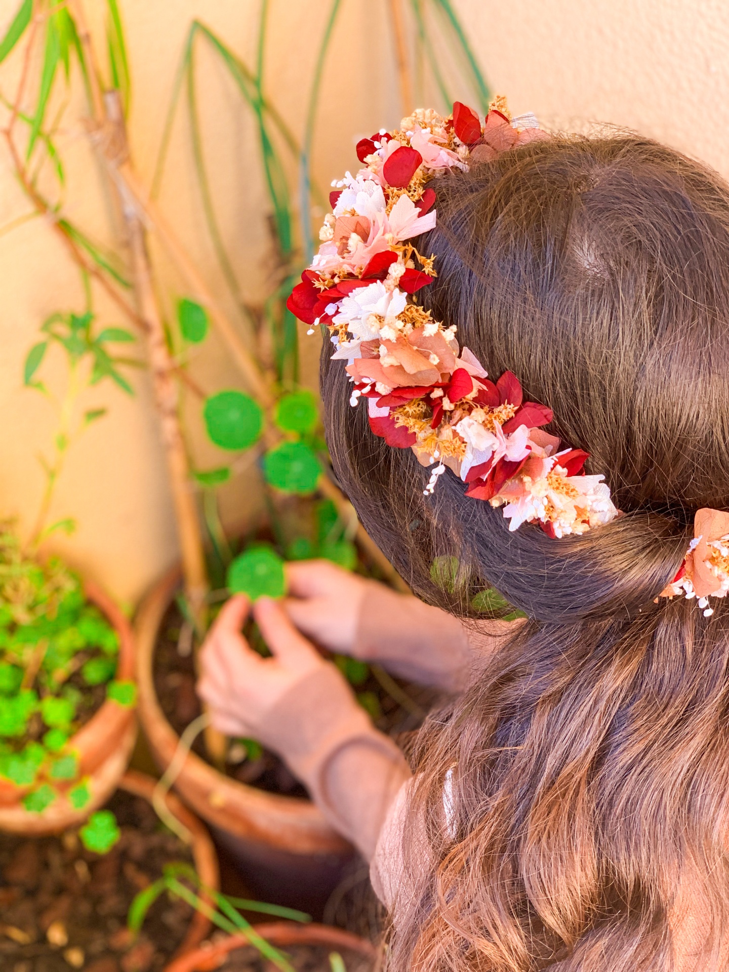 Coroa de Noiva de Flores Secas e Preservadas