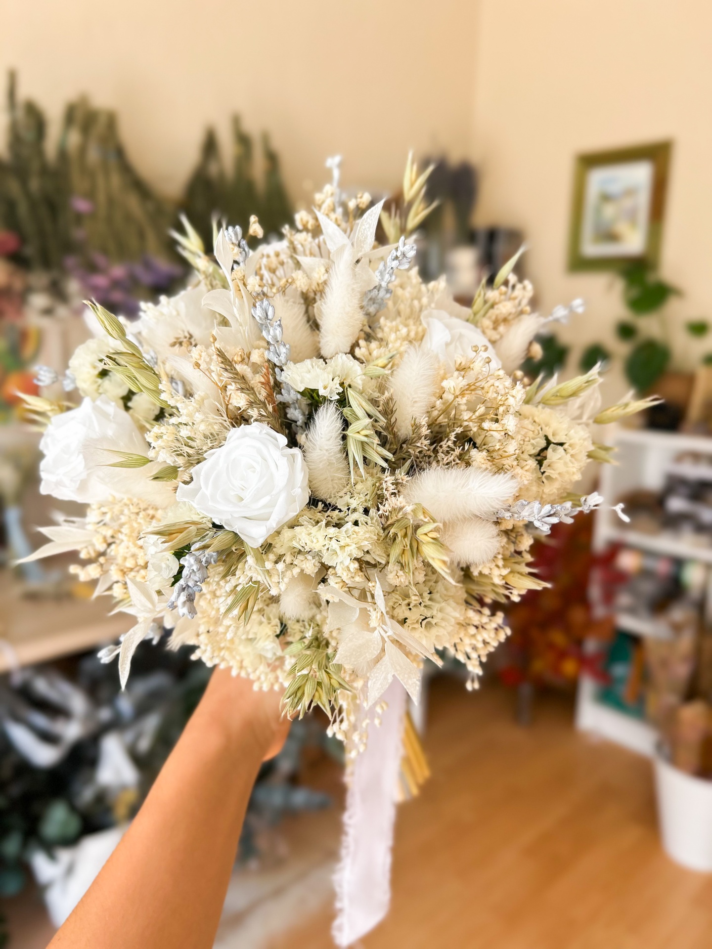 Bouquet Campestre com Rosas Preservadas
