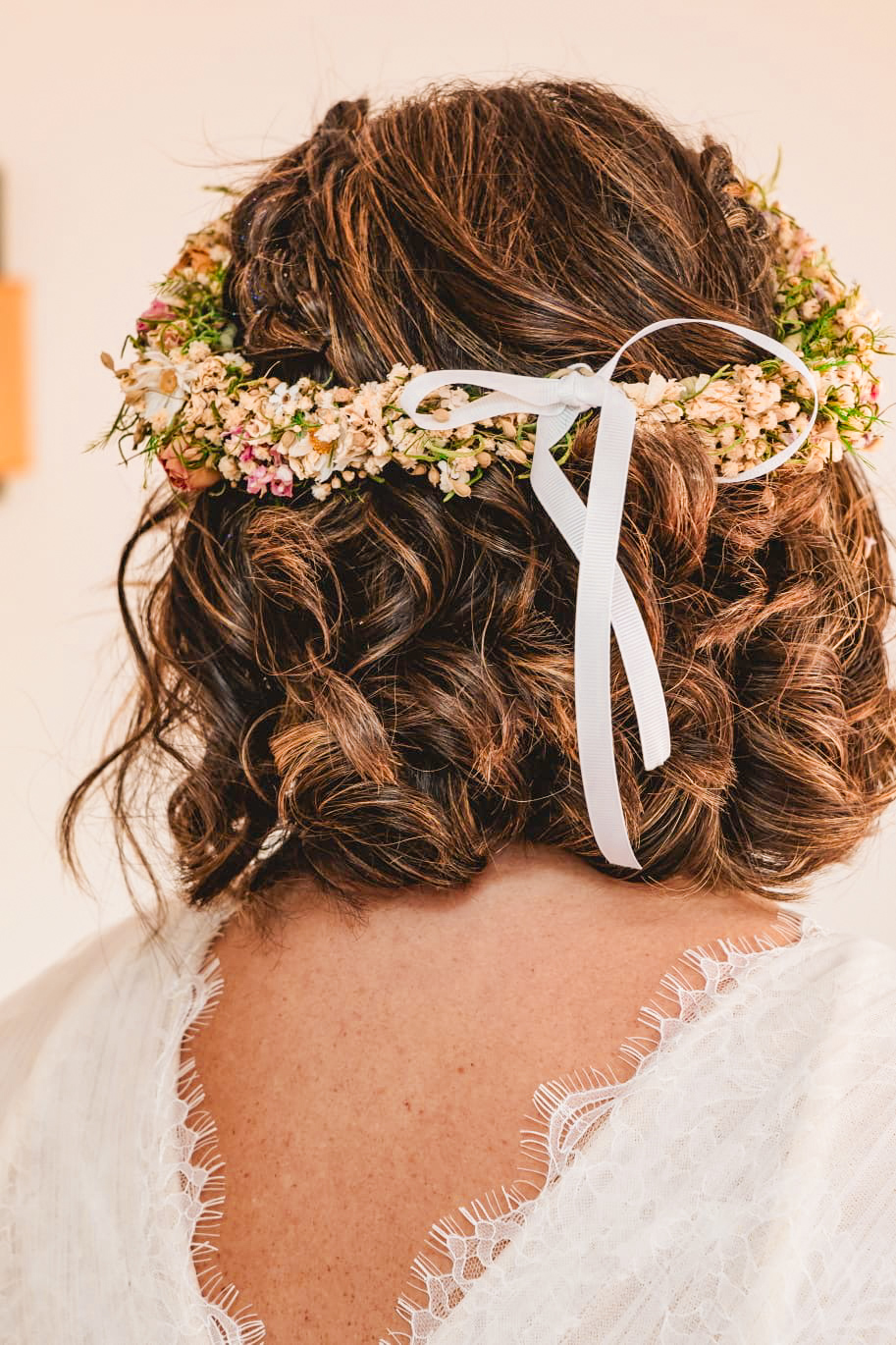 Coroa de Noiva de Flores Secas e Preservadas