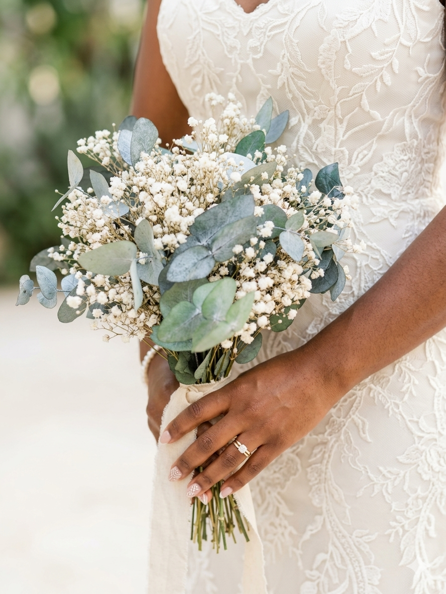 Bouquet de Gipsofila e Eucalipto Preservado