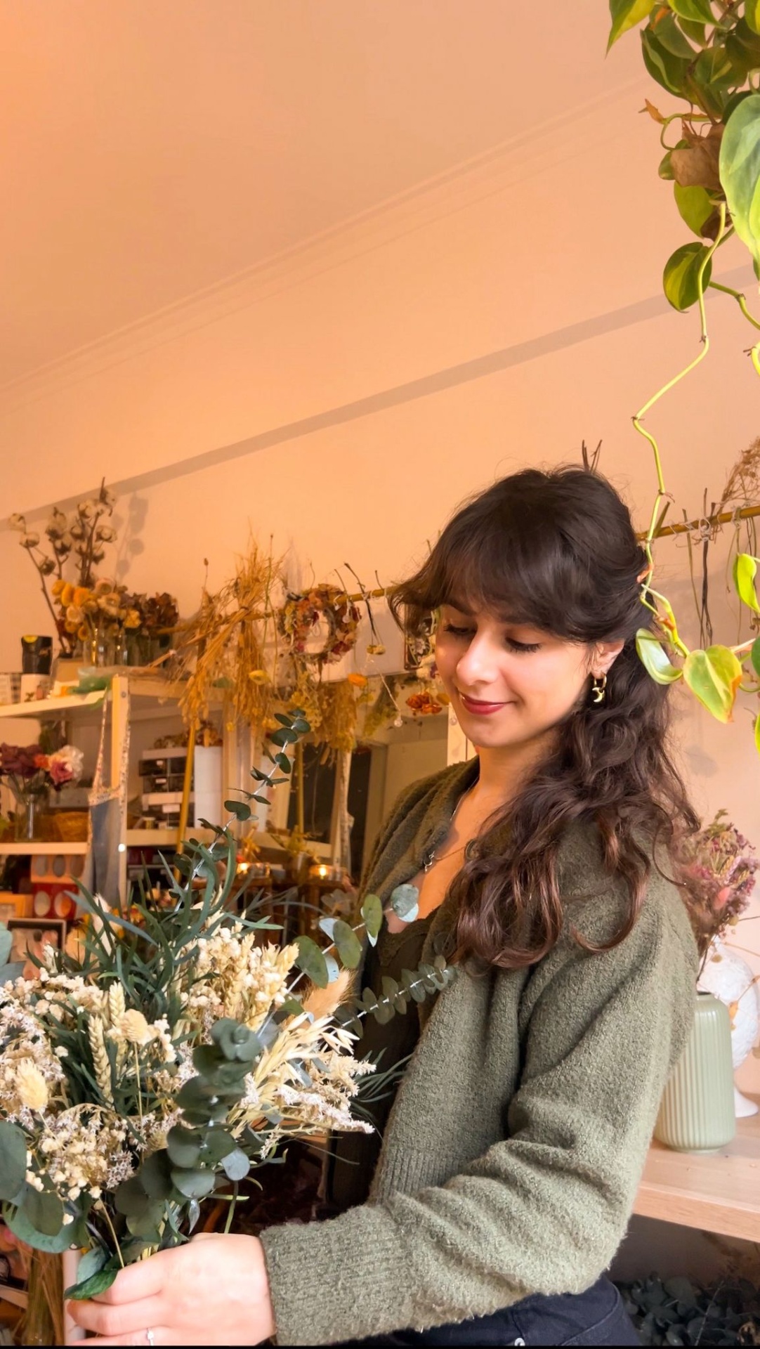 Ramo de Eucalipto e Gipsofila Preservada