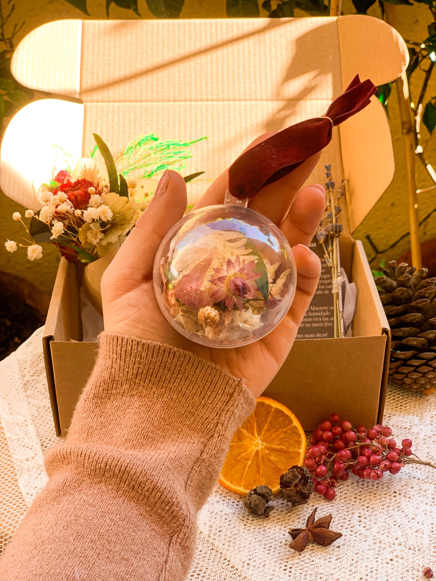 Gift Box Natal - Flores e Ornamento