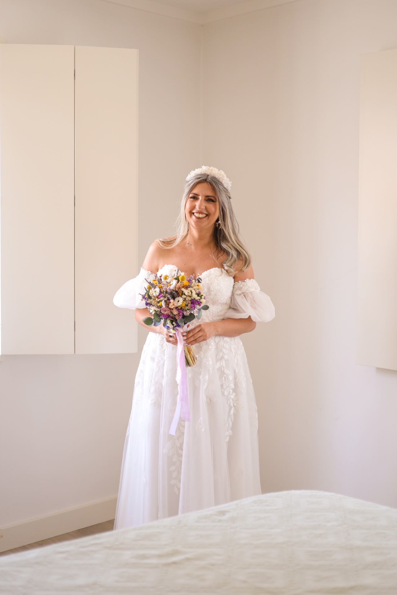 Bandolete de  Flores Secas para Noiva