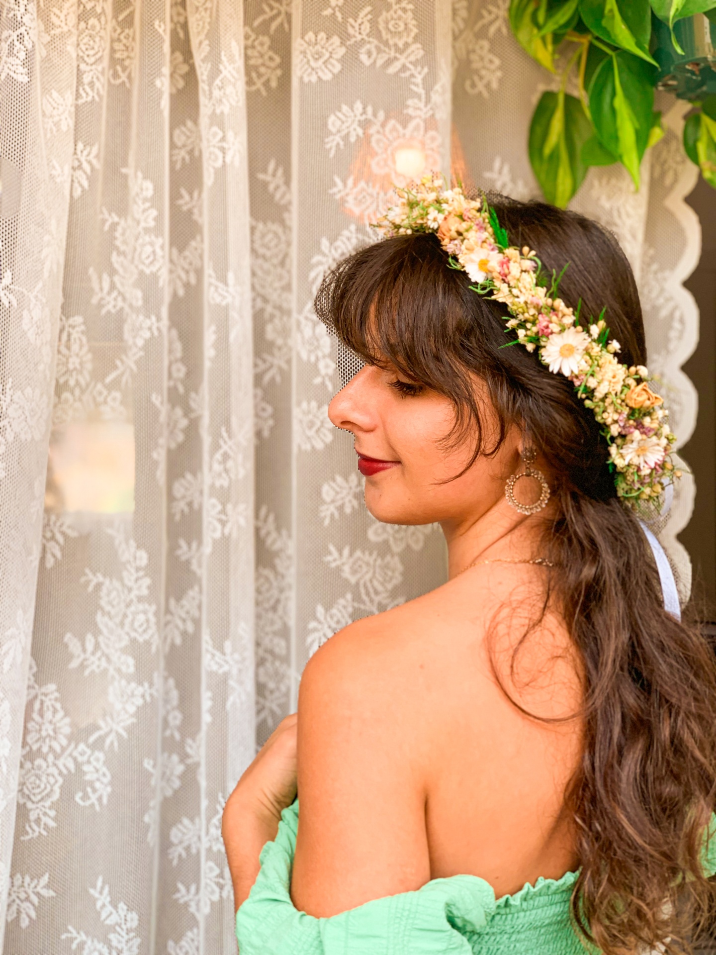 Coroa de Noiva de Flores Secas e Preservadas