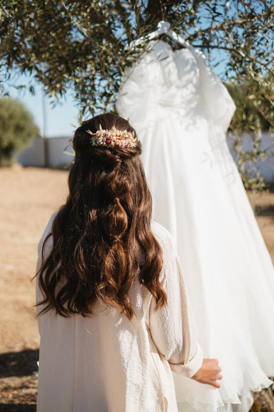 Toucado de Flores Secas e Preservadas para Noiva