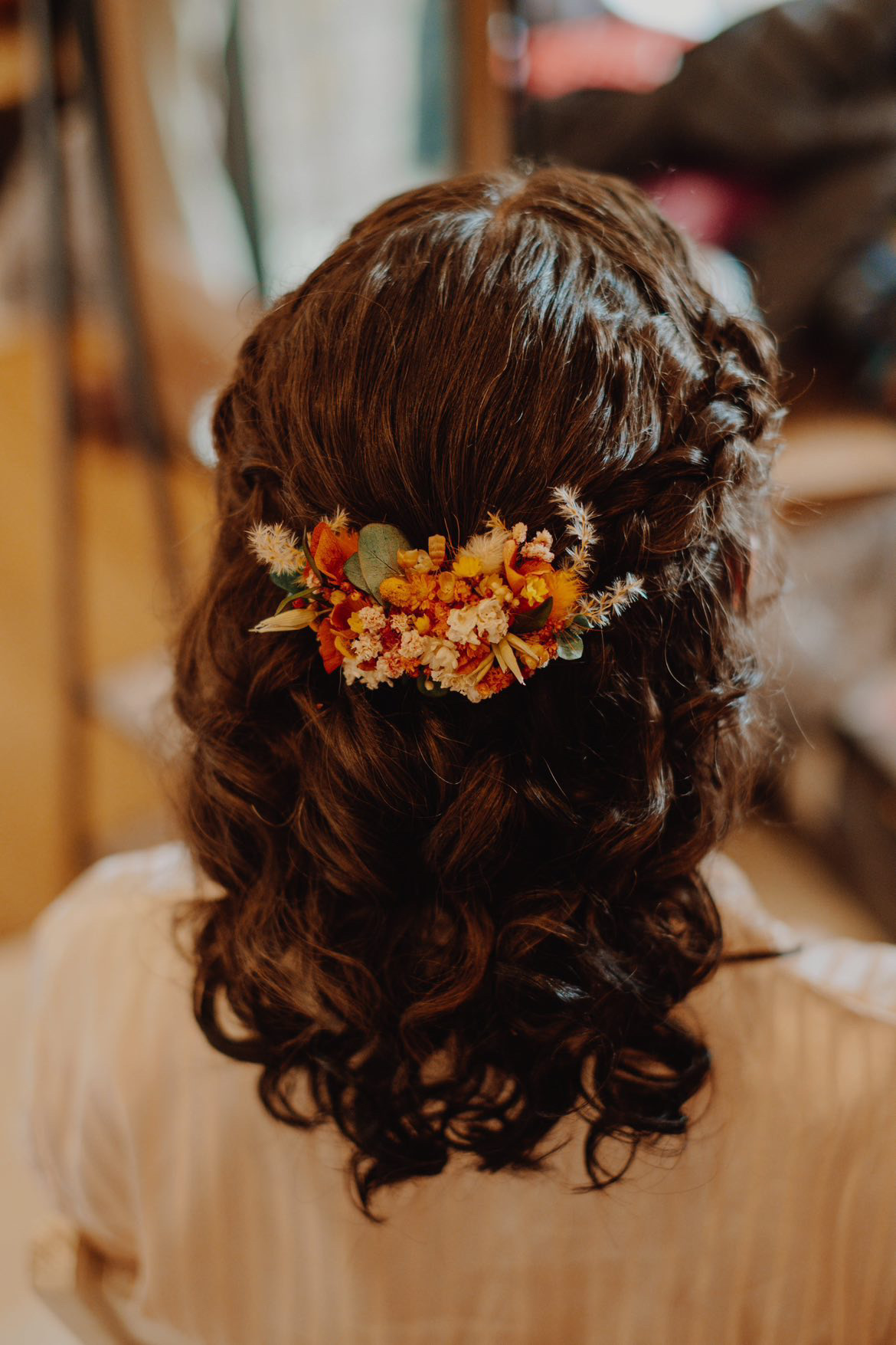 Toucado de Flores Secas e Preservadas para Noiva