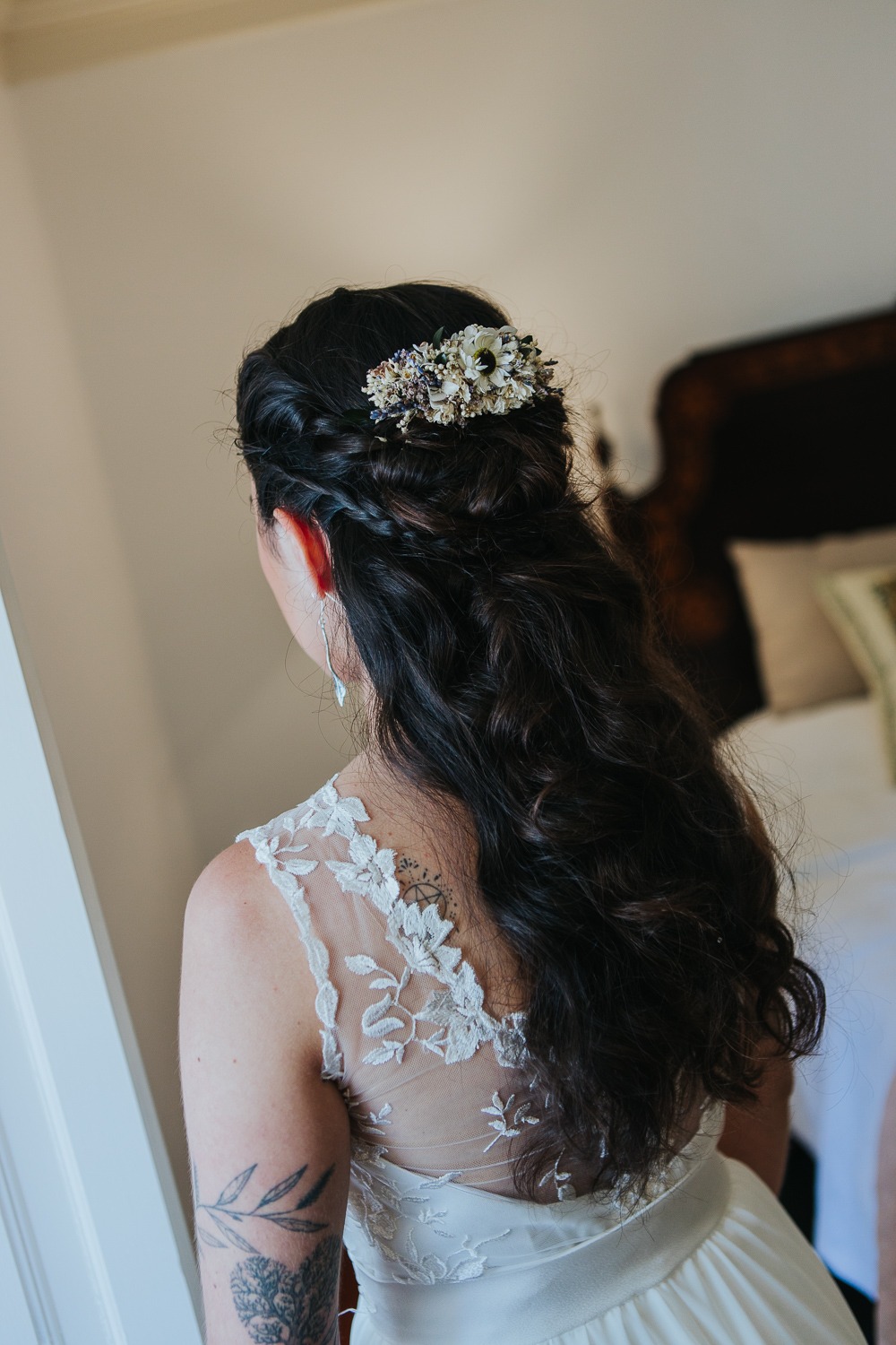 Toucado de Flores Secas e Preservadas para Noiva