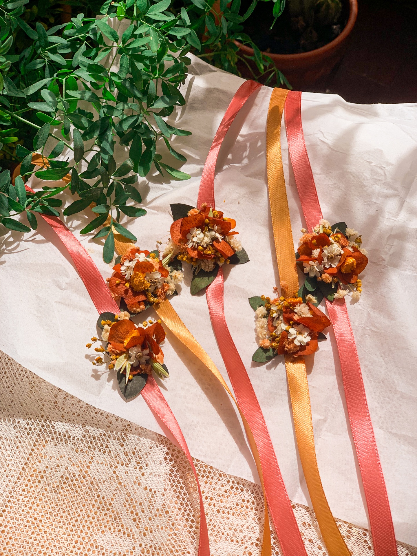 Pulseiras de Flores Secas e Preservadas