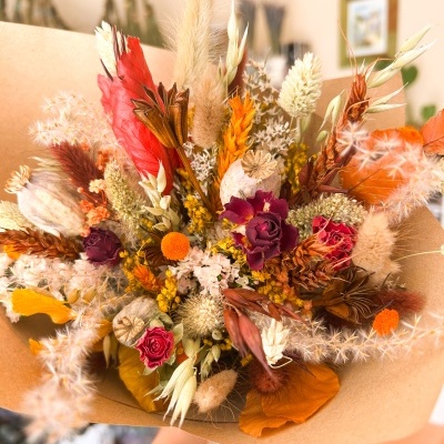 Ramo de Flores Secas e Preservadas - Outono