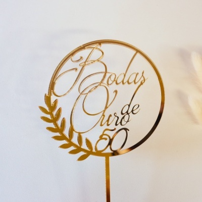 Topo em Acrílico  Bodas de Ouro