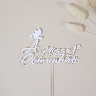 Topo Superior em Acrílico A minha 1ª Comunhão