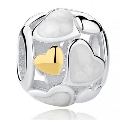 Conta de prata 925 compatível com pandora (corações luminosos)
