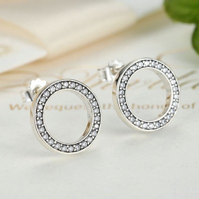 Brincos círculo brilhante de prata 925