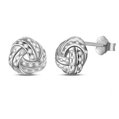 Brincos de prata 925 com cristais (novelo)