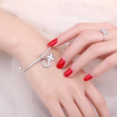 Conta pingente de prata 925 (trevo de quatro folhas)