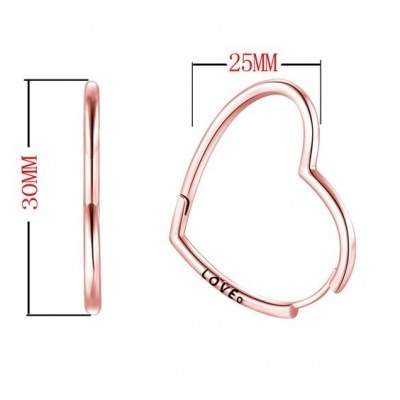 Brincos de prata 925 (coração - Loved) - cor rose