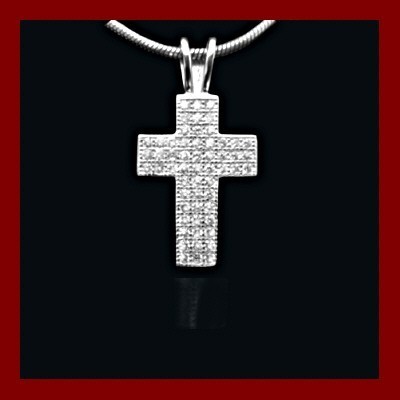 Pendente / Pingente de prata 925 com pedras zircão (cruz)