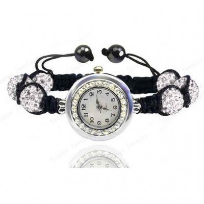 Relógio com bracelete de contas de cristal