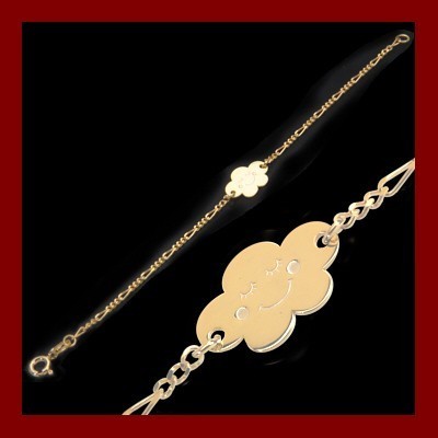 Pulseira de prata 925 com chapa (criança) banhada a ouro