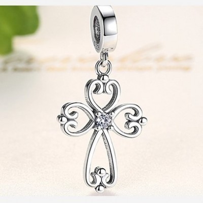 Conta pingente de prata 925 compatível com pandora (Cruz)