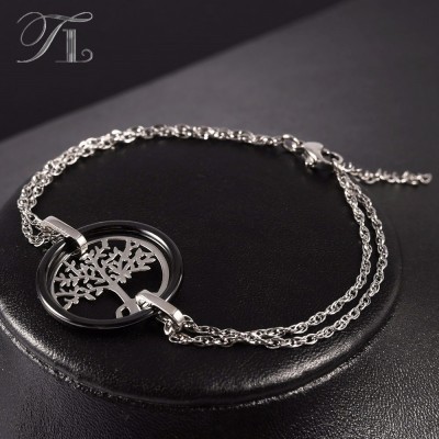 Pulseira de aço inoxidável com cerâmica (árvore família)