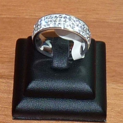 Aliança / anel de aço inoxidável c/ cristais (7mm)