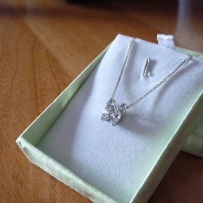 Pendente / pingente de prata (925) com pedra zircão cúbica