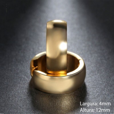 Brincos / argolas de aço inoxidável cor ouro