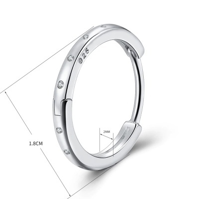 Argolas / Brincos de prata 925 com pedras zircão (quantidade ínfima)