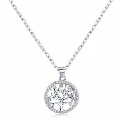 Pendente / Pingente de prata 925 com pedra Zircônia cúbica (Família - Ávore da vida)