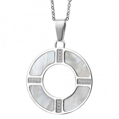 Pingente / pendente de aço inoxidável com pedra nacar