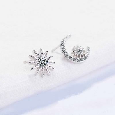 Brincos de prata 925 (sol+lua)