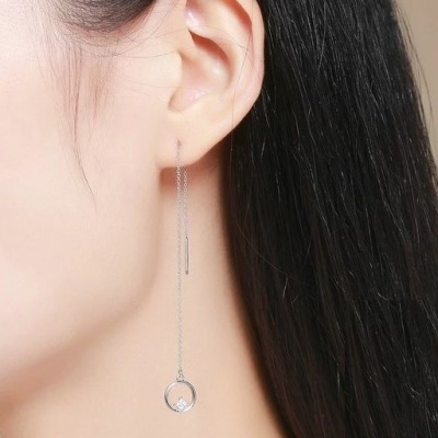 Brincos compridos de prata 925 com zircão