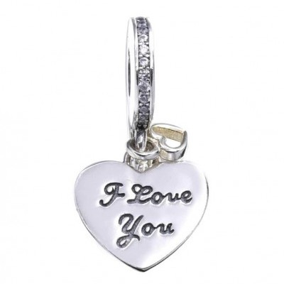 Conta pingente de prata 925 compatível com pandora (I love you)