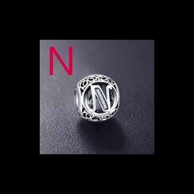 Conta de prata 925 compatível com pandora (letra N)