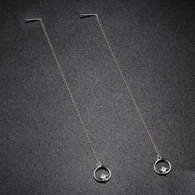 Brincos compridos de prata 925 com zircão