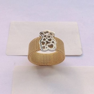 Anel de aço inoxidável compatível com Tous (bicolor)