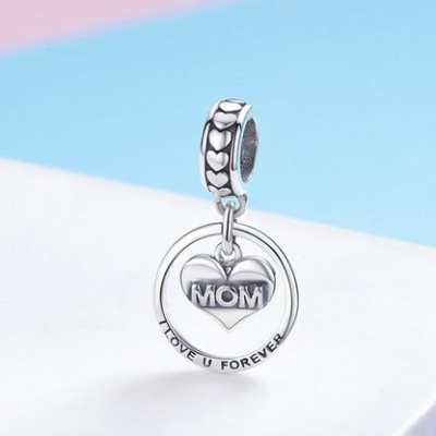 Conta pingente de prata 925 (mom - I Love Forever)