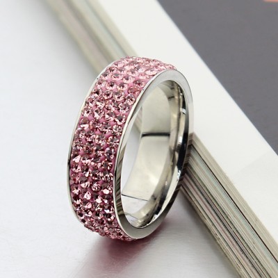 Aliança / anel de aço inoxidável - cristais (7mm)