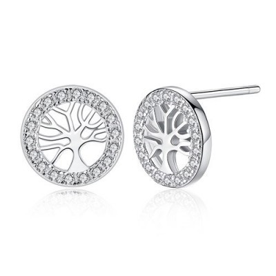 Brincos de prata 925 compatível com pandora (árvore da vida)
