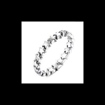 Anel / aliança de prata 925 com pedras zircão compatível com pandora (estrelas)