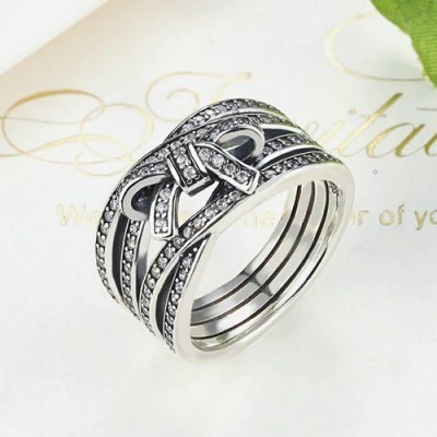 Anel / aliança de prata 925 compatível com pandora (laço)