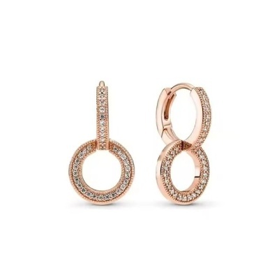 Argolas duplas brilhantes de prata 925, cor rose