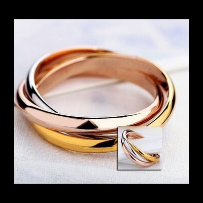 Aliança / anel de aço estilo cartier com 3 cores