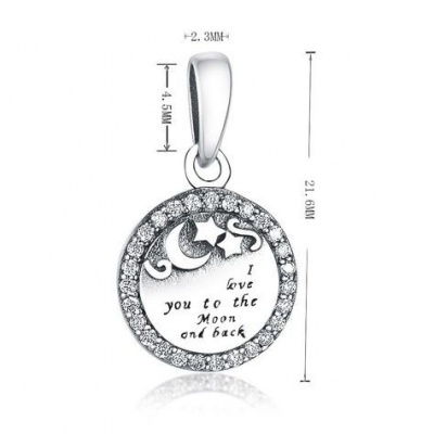 Fio com pendente / pingente de prata 925  (I love you to the Moon and back)