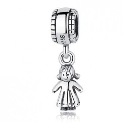 Conta pingente de prata 925 compatível com pandora (menina)