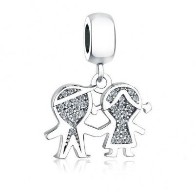 Conta pingente de prata 925 (menino e menina)