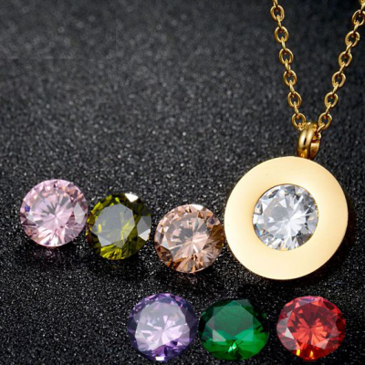 Pendente / pingente de aço inoxidável compatível com BVLGARI, cor ouro (9 pedras de oferta)