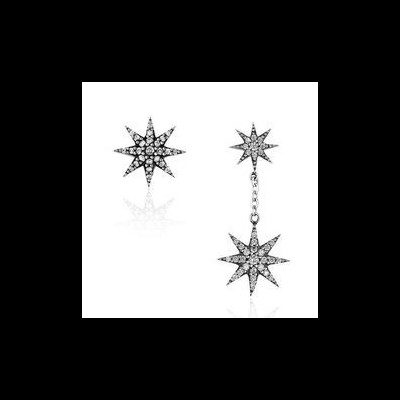 Brincos de prata 925 com pedras zircão (estrela)