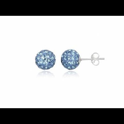 Brincos de prata 925 com cristais preciosa azul safira claro (8mm)